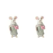 2x Jiggle & Giggle Audrey Felt Mouse Figurine/Figure Kids Bedroom Home Decor