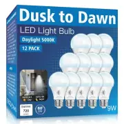12 Pack Dusk to Dawn LED Outdoor Light Bulb, 5000K-Daylight Dusk to Dawn Ligh...