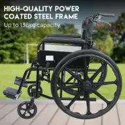 24 Inch Portable Wheelchair for Elderly Manual Foldable Wheel Chair