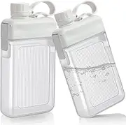 Honeydak 2 Pcs Flat Water Bottle Plastic Flask for Liquor Square Bottles Portable Travel Mug Pocket Flask for Liquor