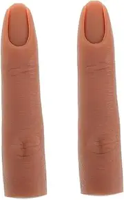 WEKADRIN 2pcs Silicone Finger Model Silicone Fake Hand Silicone Practice Fingers Fake Finger Model Mannequin Fake Fingernails Nail Art Tools Nail Training Fingers Light Brown