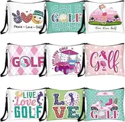 Skylety 9 Pieces Golf Gift Cosmetic Bags Golf Makeup Bag Pouch Cosmetic Toiletry Organizer Case for Golfer Team Ladies, as shown, Colorful Style