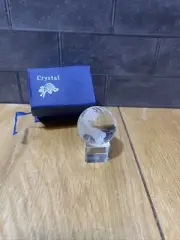 Crystal World Glass Miniature Globe Display Paper Weight Vtg
