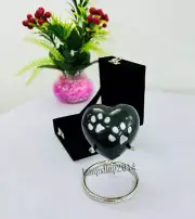 Black Heart Keepsake Foot Print Urn,Cremation Heart Shaped Urn with Stand & Box