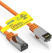 AEONS Cat 8 Shielded Ethernet Cable 5 ft High Speed 40Gbps Cat8 LAN Network 2000Mhz Gold Plated RJ45 Patch Cords, Heavy Duty Weatherproof S/FTP UV Resistant Computer Wire, UL Listed, Orange