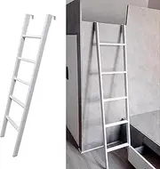 Floor-Standing Bunk Ladder for RV Bed Dorm Bed & Loft Bed, White Twin Bunk Bed Step Ladder with Anti-Slip Feet, 5 Step Bed Decoration Ladder