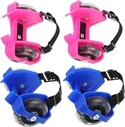 Protective Skating Shoes Light-up Wheels 2 Pairs Training Inline Skates for Boys and Girls Sturdy and Comfortable Skate Shoes for Outdoor