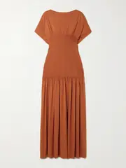 [TOTEME] TOTEME - Pleated Stretch-jersey Maxi Dress - Orange - small small Orange