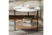 Artiss Coffee Table Side Table Round White Cedric