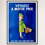 Galrie Voyagez A Moitie Prix SNCF - French Vintage Advertising Poster, Black Frame, A1 60 x 84cm (23 x 33inch)