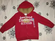 THE CHILDREN'S PLACE Boys Red Football Sherpa Lined Zip-Up Hoodie - SIZE 4T