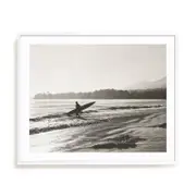 Artey | BW Surfer - Framed Print - White Frame - 50 x 60cm