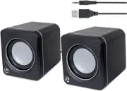 USB Powered Stereo Speaker System - Small Size - with Volume Control & 3.5 Mm Au