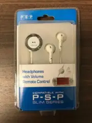 Sony PSP 2000 And 3000 White And Silver Headphones Earbuds With Volume 9E