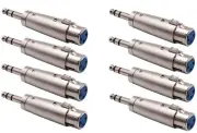 8 Pack 3pin XLR Female to 1/4" Male TRS Stereo Microphone Audio Adapter Coverter