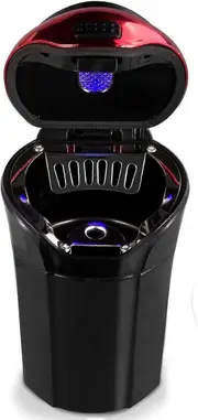 Car Ashtray, Detachable Lighter Car Ashtray, Car Ashtray with Blue LED Light Indicator for Car, Home, Office and Travel(Red)