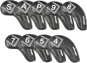9X Golf Club Head Cover Embroidery Number Sticky Long Neck Anti Scratch Premium PU Leather Golf Iron Head Covers Set Head Protector