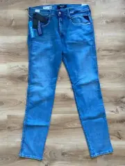 REPLAY ANBASS HYPERFLEX Jeans Men Size W36L34 Slim Fit Blue Stretch Denim M914Y
