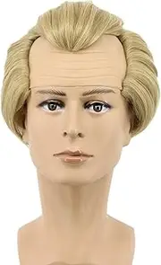 (Blonde) - Yuehong Short Blonde Mens Wig Fluffy Bald Head Wig Synthetic Halloween Costumes Cosplay Wigs