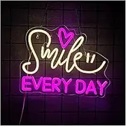 Sign Lamp Smile Every Day Neon Sign,LED Light for Wall Decor Bedroom Kids Room Party Pink Wall Art Decor 34cmх28.5cm