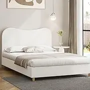 Oikiture Boucle Bed Frame Double Size Home Bedroom Furniture