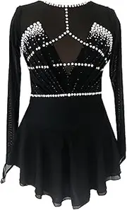 [Zagitova] Long Sleeve Figure Skating Dress for Girls, Ice Skating Costume for Stage Performance Team Uniforms