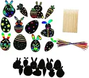 Kisangel 1 Set Rainbow Scratch Paper for Color Strings for Easter Crafts Activities Boosts Creativity Parent Bonding
