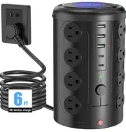 Tower Power Strip Surge Protector with 16 Outlets and 5 USB Ports (2 USB-C)