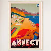 Galrie Annecy France Vintage Travel Poster - Captivating Art for Your Home Decor, Wood Frame, A0 84 x 119cm (33 x 47inch)