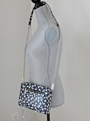 NWT REBECCA MINKOFF AVERY CROSSBODY SAFFIANO LEATHER BLACK & WHITE HANDBAG