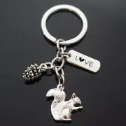 Cute Squirrel Eating Nut Pine Cone Nature Wildlife Love Key Chain Keychain