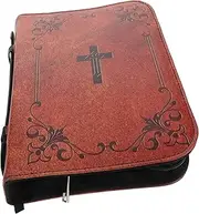 ABOOFAN Vintage Cross Bible Cover with Zipper Protective Book Case Reusable Book Cover with Carrying Handle Space Efficient Design for Bible Study Essentials Easy to Clean Versatile Decor