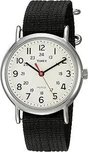 [Timex] Unisex TWC027600 Weekender Cream/Black Nylon Slip-Thru Strap Watch