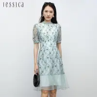 在飛比找Yahoo奇摩購物中心優惠-JESSICA - 花卉蕾絲拼接歐根紗魚尾裙擺短袖洋裝233