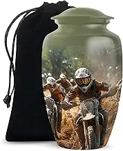 Motorcycle Racing Cremation Urns for Adult Ashes Women & Men - Memorial Tribute for Adult Male & Female - Funeral Burial Urn for Mom & Dad - 10 Inch