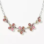 Touchstone Crystal Swarovski Secret Garden Blush Antique Rose Necklace Rhodium