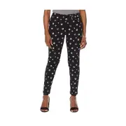 Nina Leonard High Tech Crepe Narrow Leg Pant Black Multi