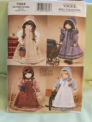 Vogue Doll Collection Pattern #7564 Prairie doll clothes sewing pattern UNCUT