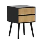 Oslo Bedside Table With 2 Drawer In Black & Natural mdf,melamine Bedside Tables