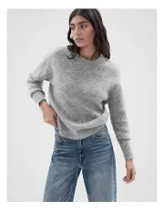[Unison] Lofty Crew Neck Knit Jumper in Grey Marle