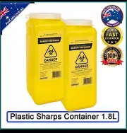 2 x 1.8L SHARPS BIN DISPOSABLE CONTAINER NEEDLE SYRINGE DISPOSAL