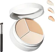 2025 Upgrade Tricolor Concealer, Tri Color Face Concealer, Highlight Contour Palette, Color Correcting Concealer for Mature Light Medium Skin (1PCS+Brush, 1)