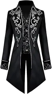 Jiimhte Mens Medieval Steampunk Tailcoat | Medieval Coat Steampunk Jacket Men Vampire Jacket - Victorian Jacket Men, Renaissance Frock Coat, Gothic Jacket Men Uniform Halloween Costume