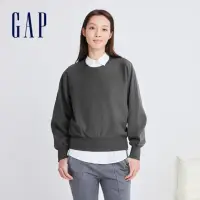 在飛比找momo購物網優惠-【GAP】女裝 Logo純棉圓領大學T-深灰色(836112