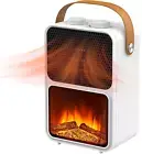 Portable Heater, Electric Fireplace Heater with 3D Flame, Desk Space Heater for