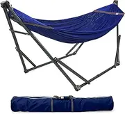 Tranquillo Adjustable Hammock Stand, Collapsible Camping Hammock and Stand, 600 lbs Capacity Steel Double Hammock Stand for 2 Persons, Premium Pre-Assembled Stand for Indoor Outdoor, Anti-flip, Aegean