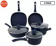 5pcs Cookware Set Frypan Saucepan Grill Pan Casserole Non-Stick - Ortega Kitchen