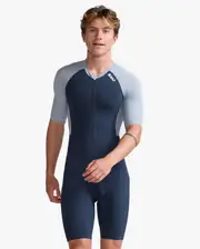 Light Speed Tech Sleeved Trisuit, 2XU, XS, Outerspace/White, Male