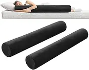 Wesiti 2 Pcs 47 x 7.48 in Long Bolster Round Body Pillow with Removable Washable Cover Memory Foam Roll Pillow Cylinder Bolsters for Back, Neck, Leg, Cervical Relief for Hugging Sleeping (Black)