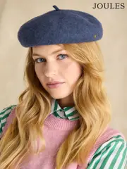 Joules Amelie Navy Blue Adjustable Wool Beret Hat (E01213) | $58